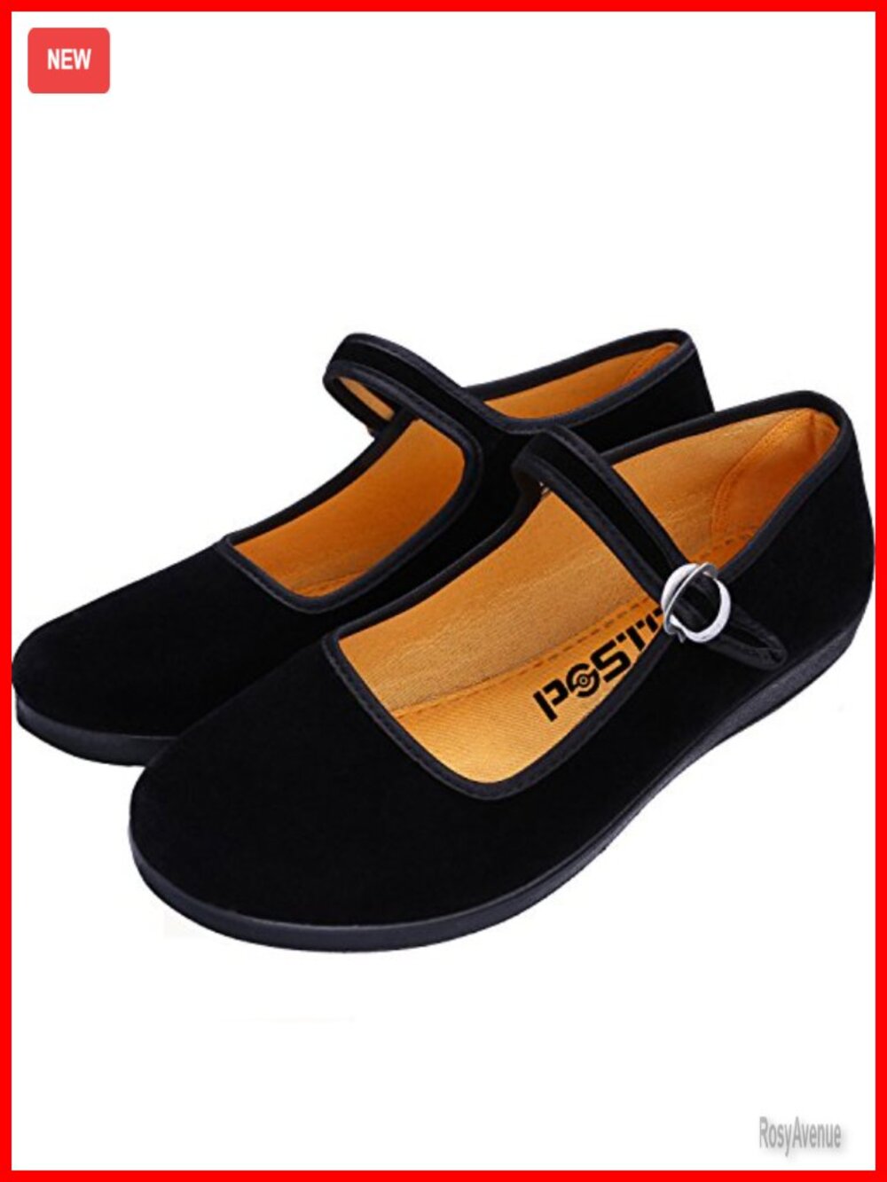 Mary Jane Ballet Flats Women's Comfortable Velvet Flats with Adjustable Strap